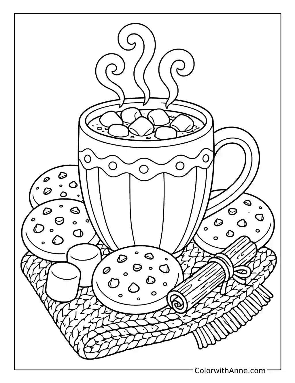Cookies and Hot Cocoa coloring page
