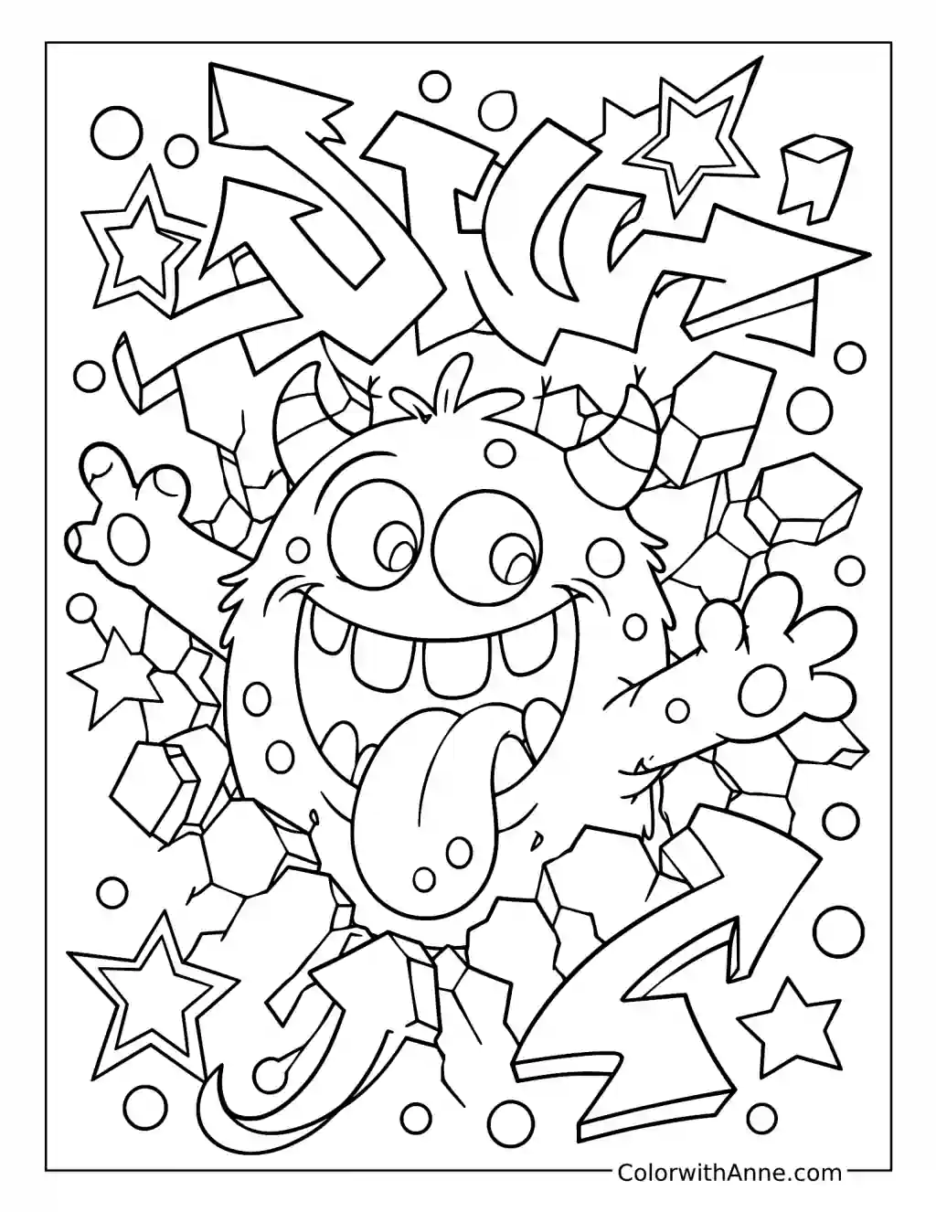 Cool Graffiti Monster coloring page