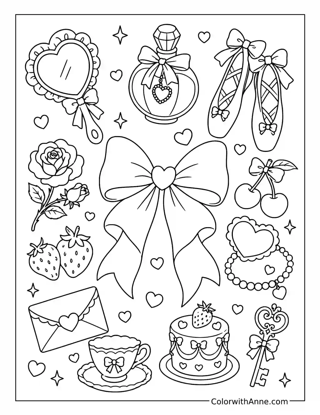 Coquette Aesthetic Doodle coloring page