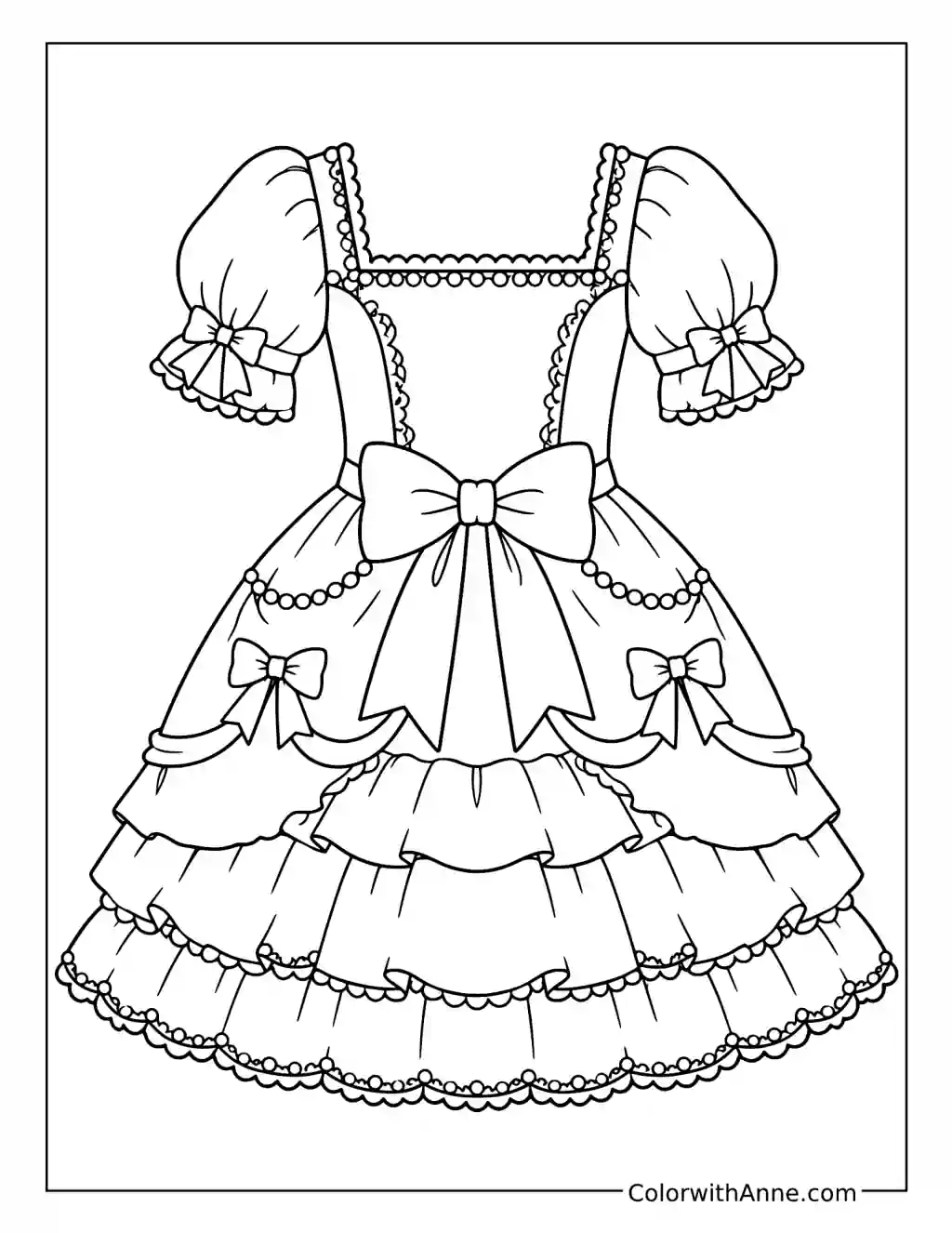 Coquette Bow Dress coloring page