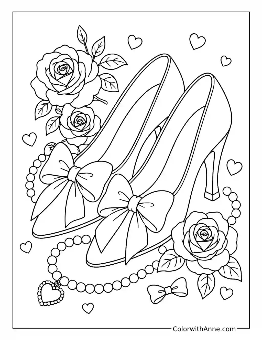 Coquette Bow Heels coloring page