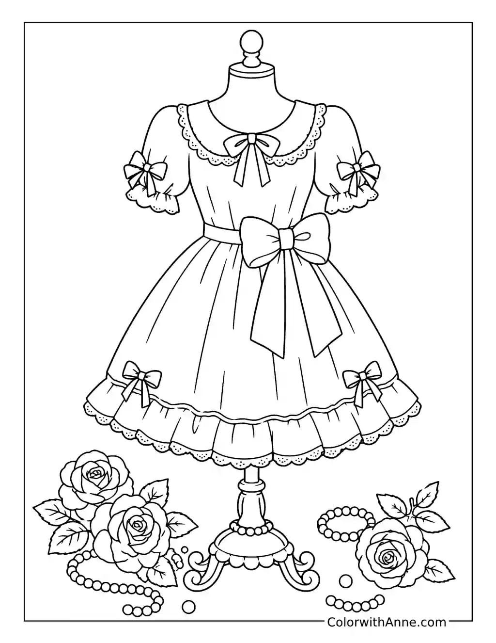 Coquette Lace Dress coloring page