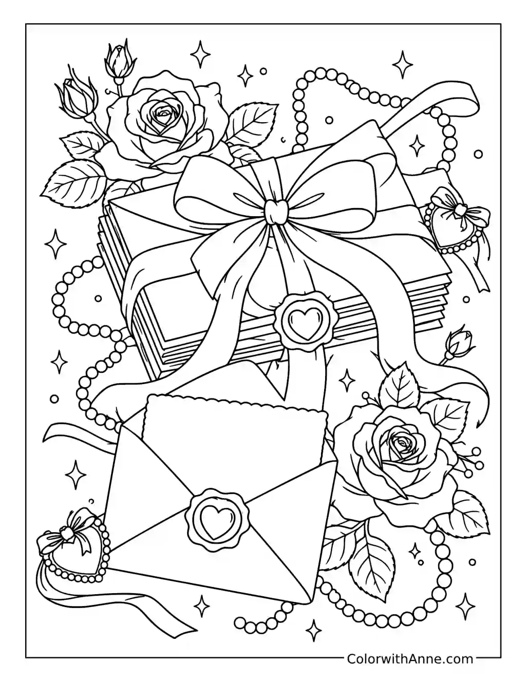 Coquette Love Letters coloring page