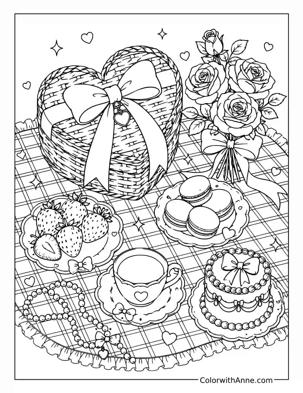 Coquette Picnic coloring page