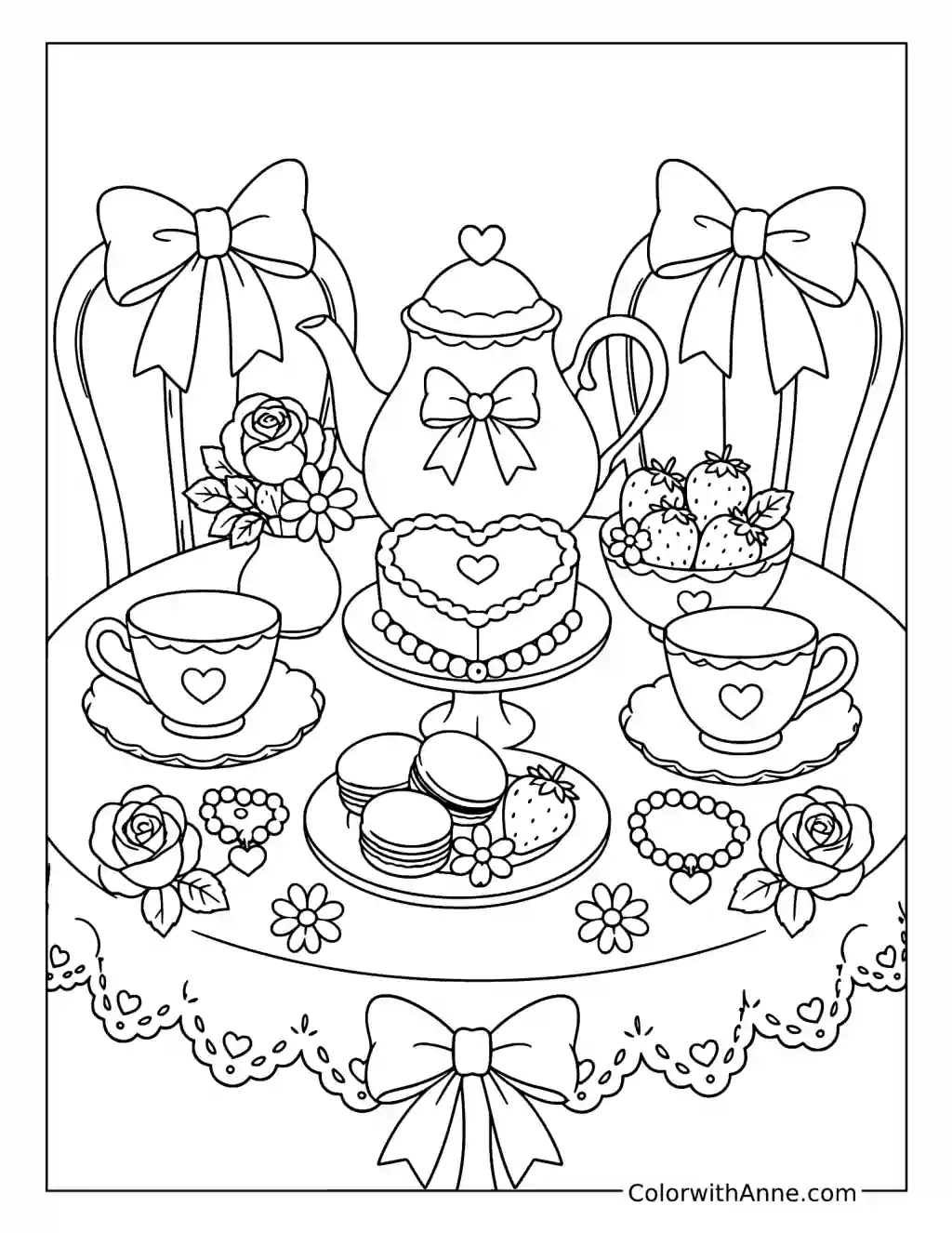 Coquette Tea Party coloring page
