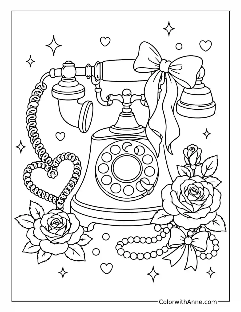 Coquette Vintage Telephone coloring page