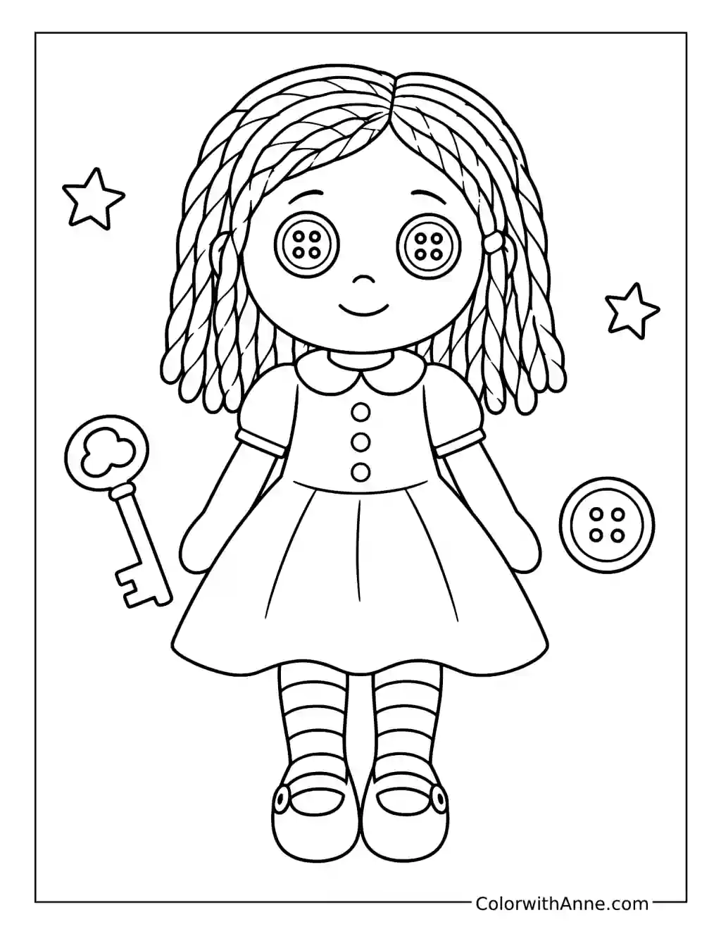 Coraline Button-Eyed Rag Doll coloring page