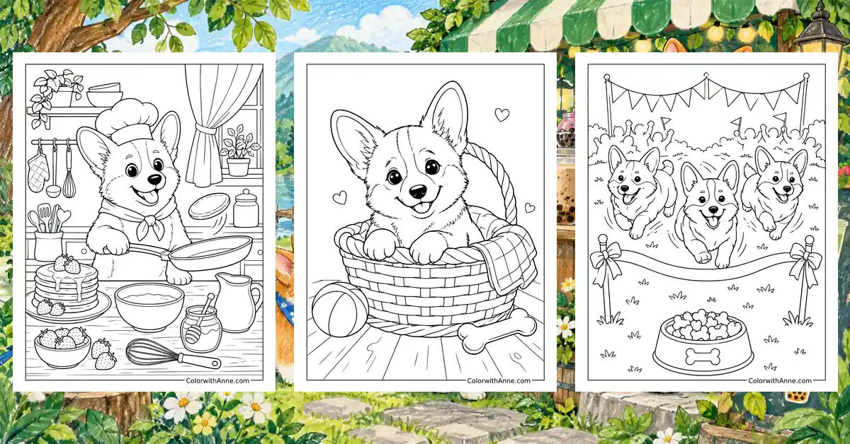 Corgi Coloring Pages banner