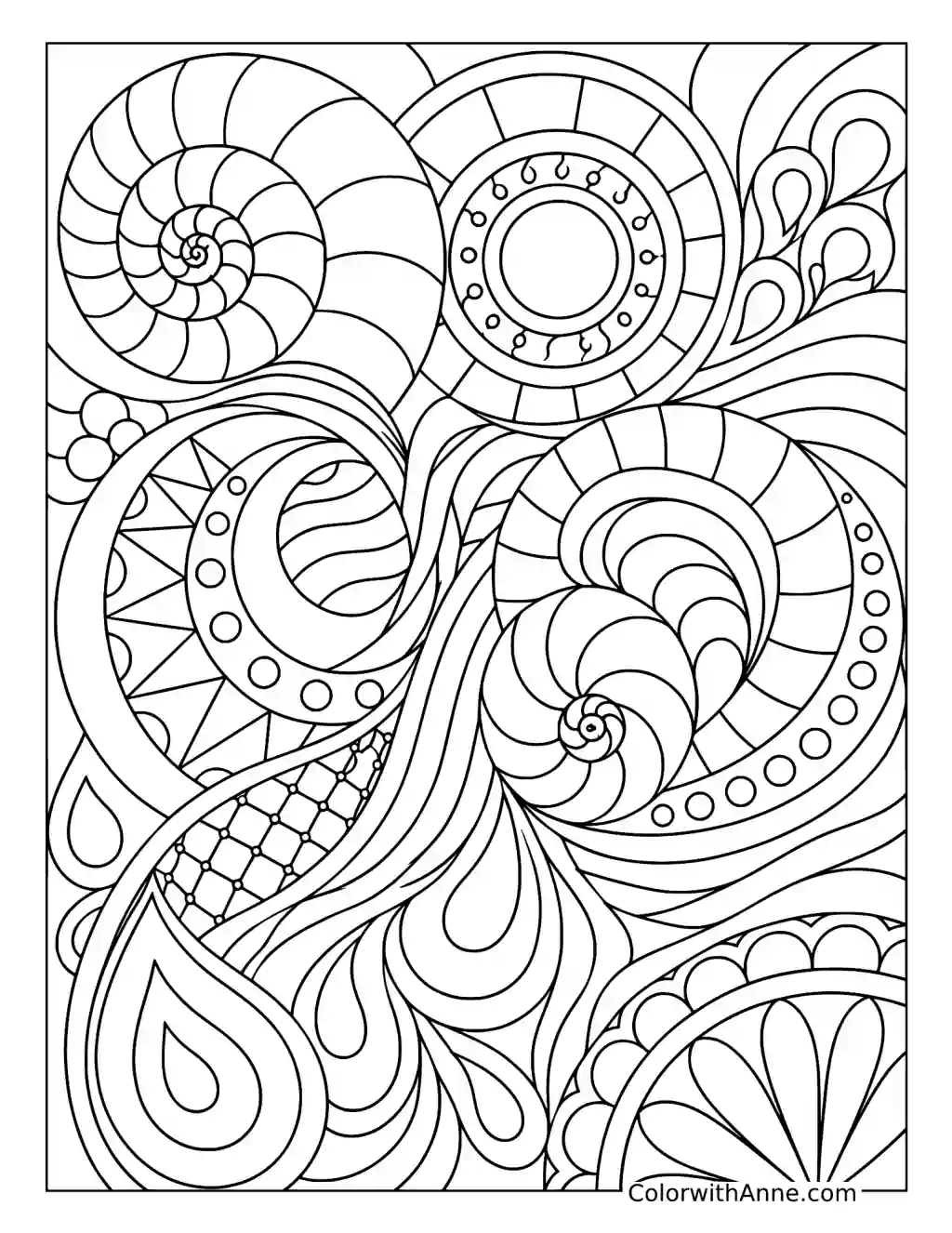 Cosmic Shell Spirals coloring page