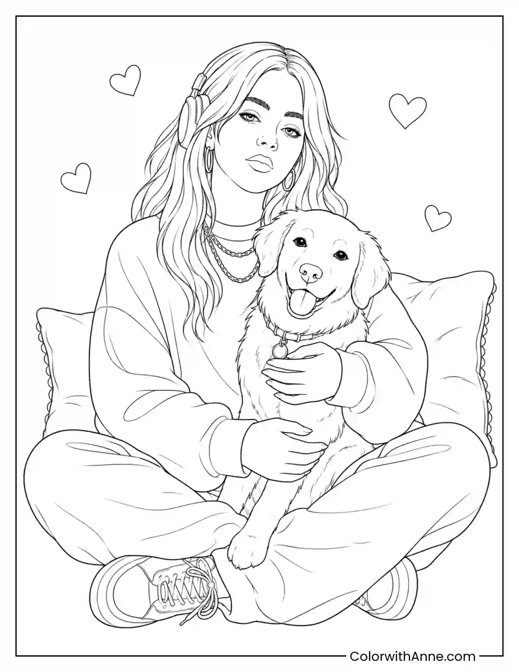 Cozy Cuddle with a Floppy-Eared Friend coloring page