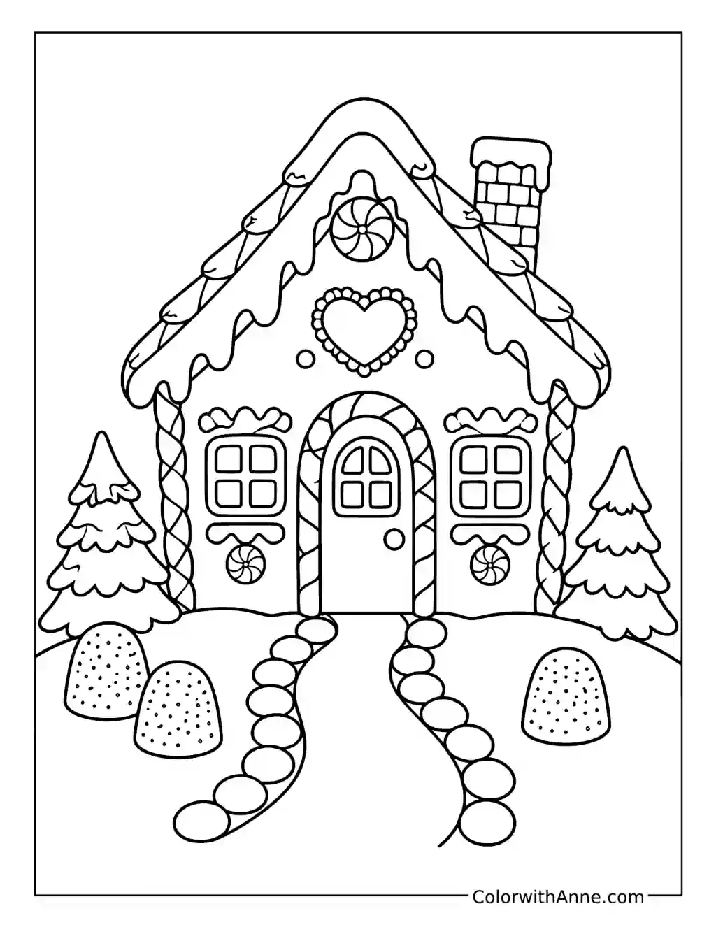 Cozy Gingerbread House coloring page