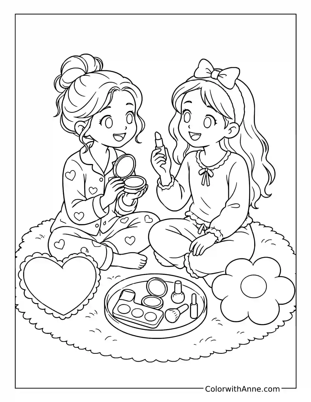 Cozy Makeup Night with Friends coloring page