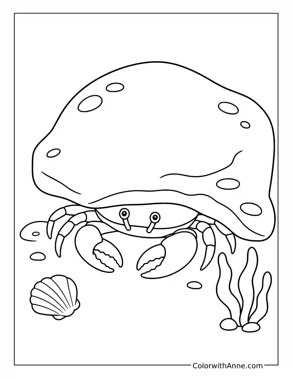 Crab Hiding Beneath a Rock coloring page
