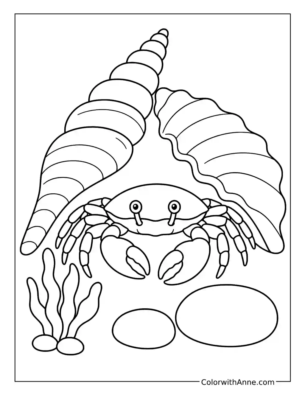 Crab Under a Seashell Arch coloring page
