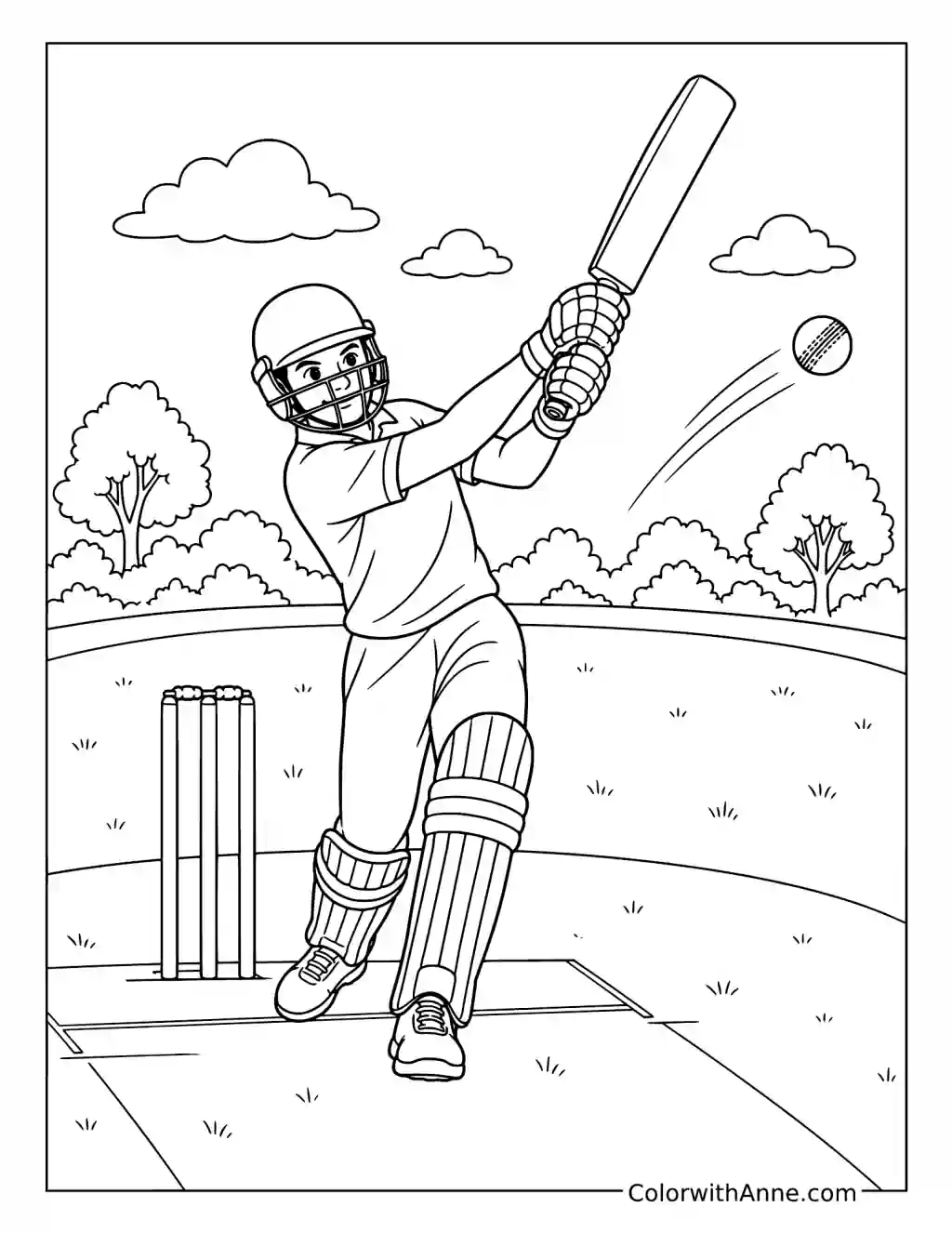 Cricket Batter coloring page