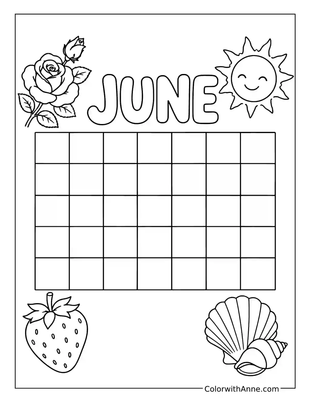 Crisp June Calendar coloring page