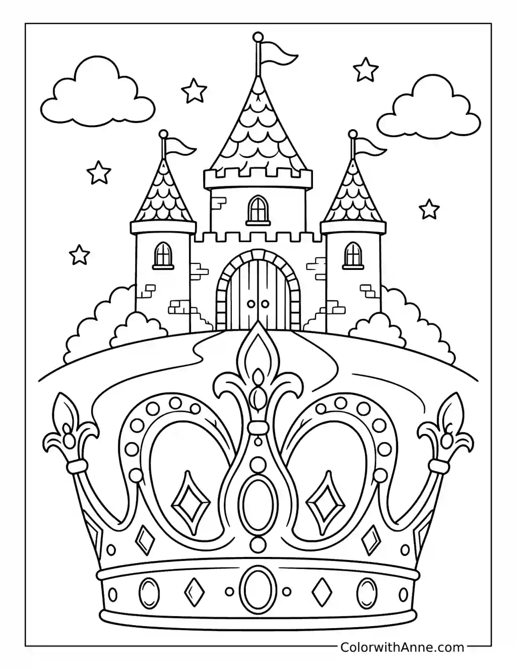 Crown and Castle coloring page