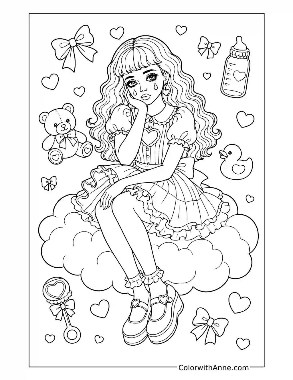 Cry Baby on a Cloud coloring page