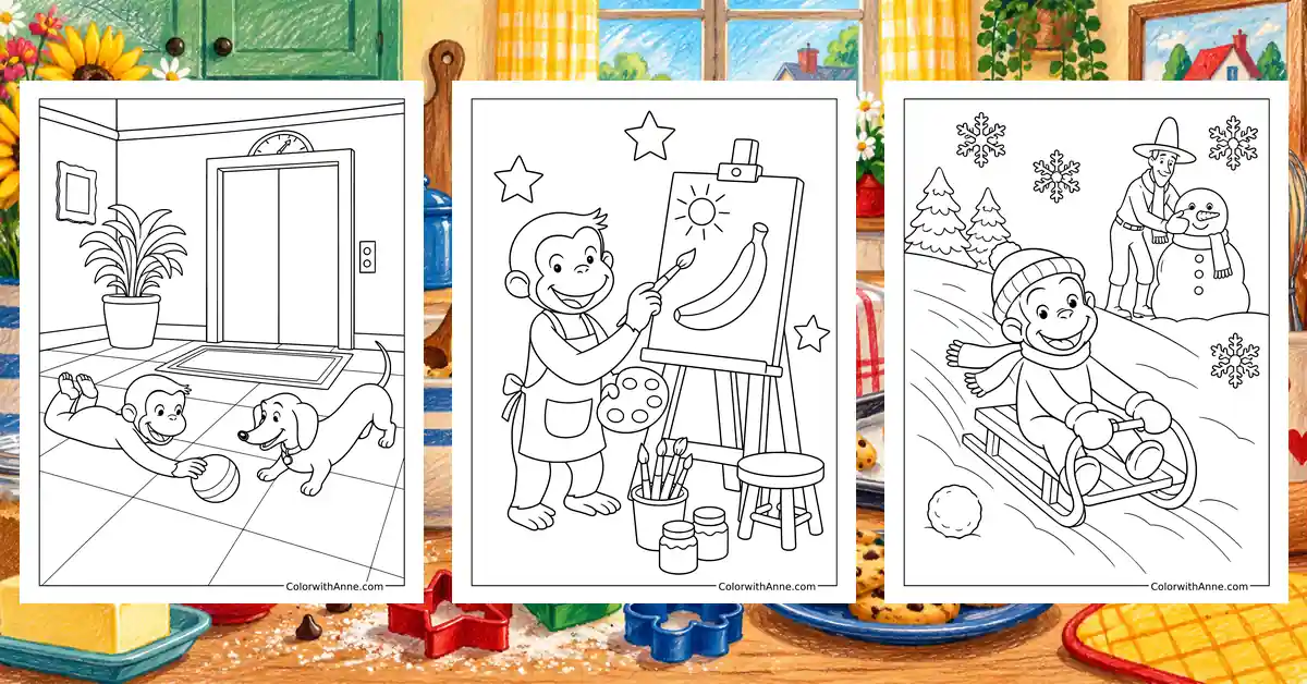 Curious George Coloring Pages banner
