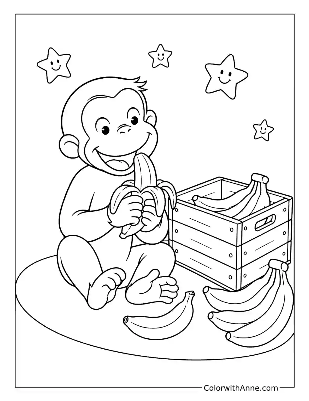 Curious George Eating a Banana coloring page