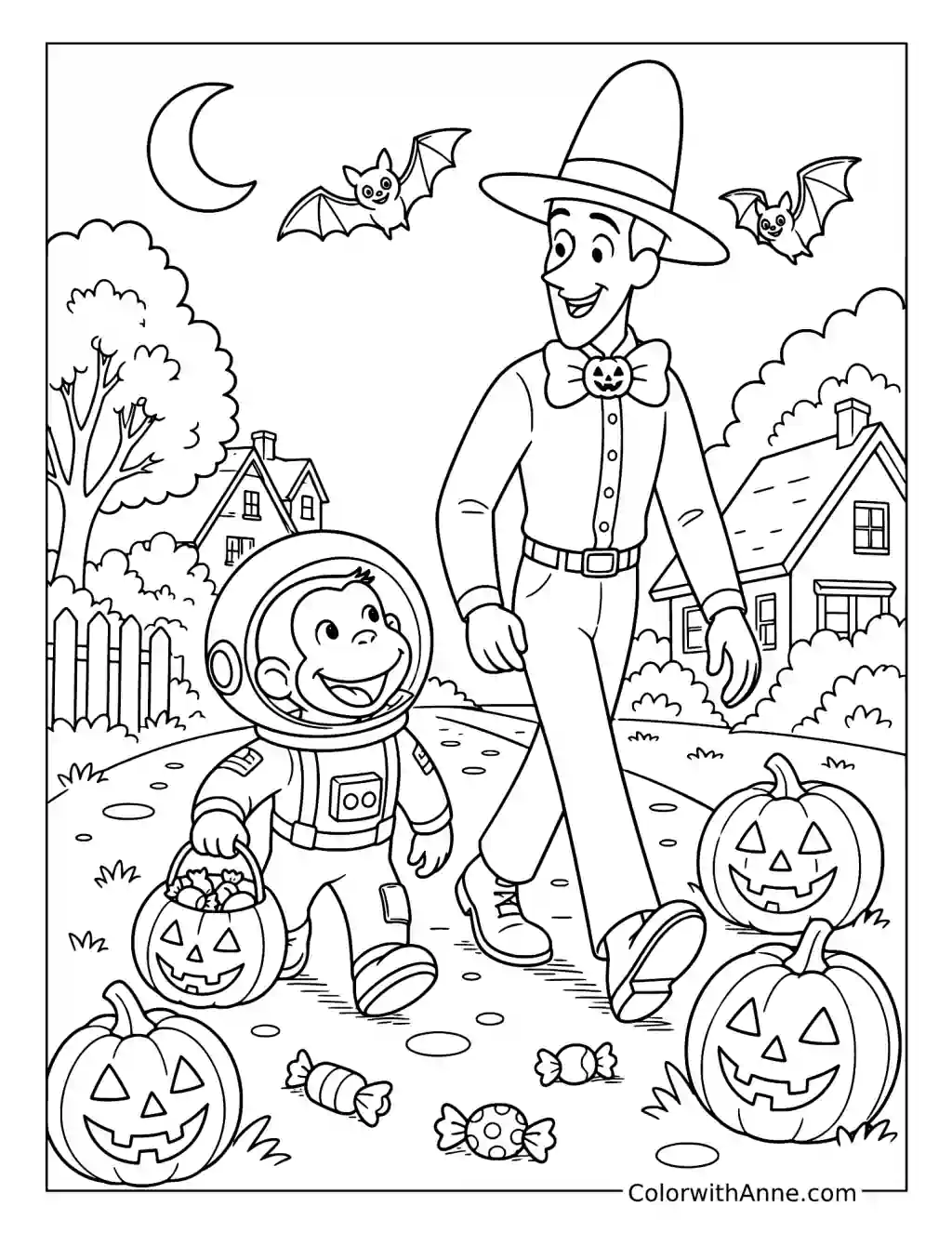 Curious George Halloween Adventure coloring page