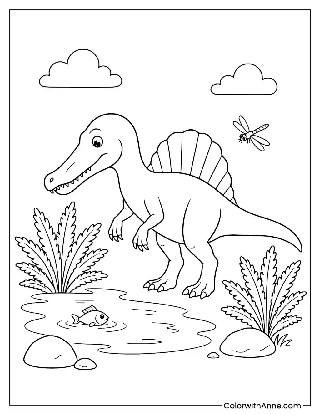 Cute Baby Spinosaurus coloring page
