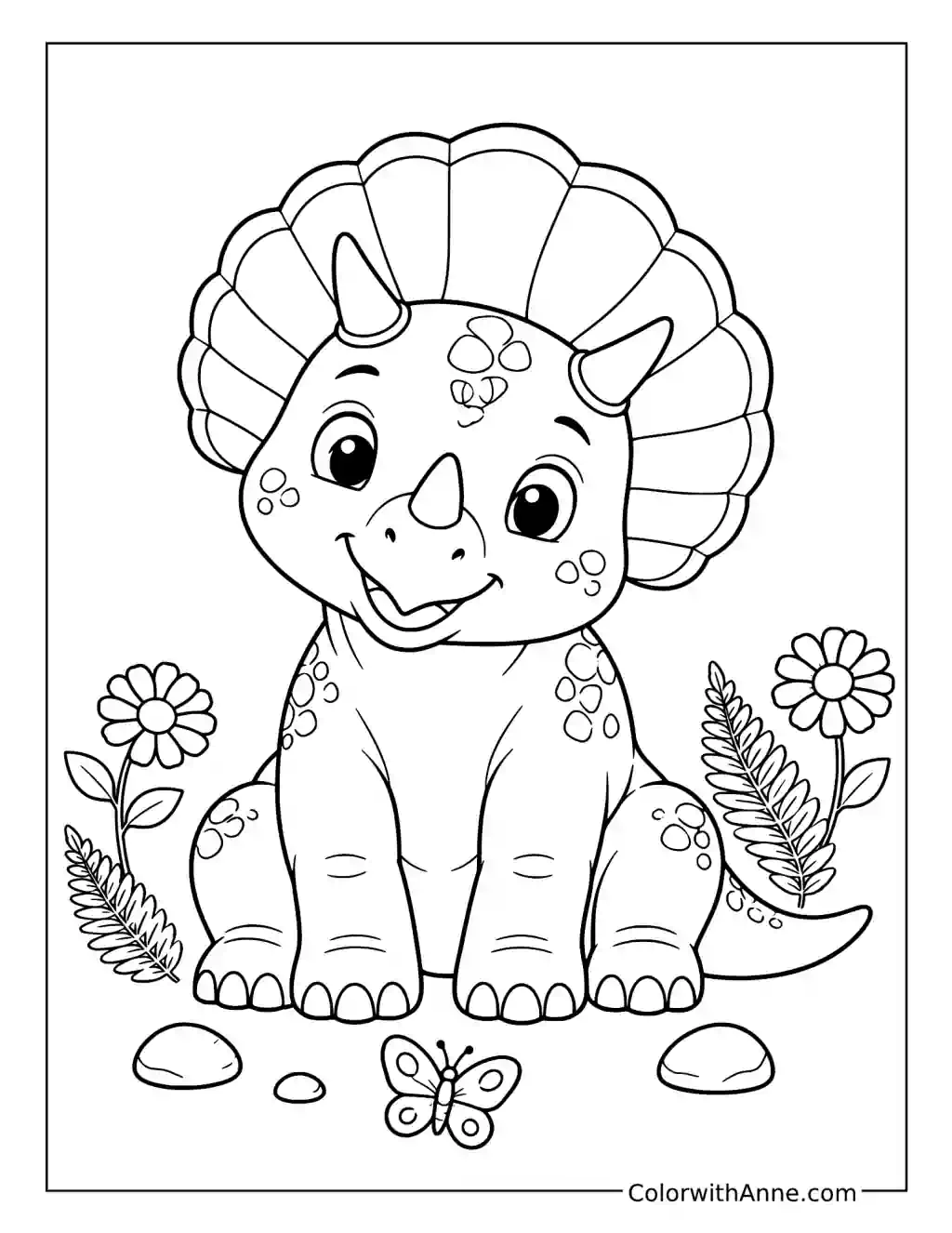 Cute Baby Triceratops coloring page
