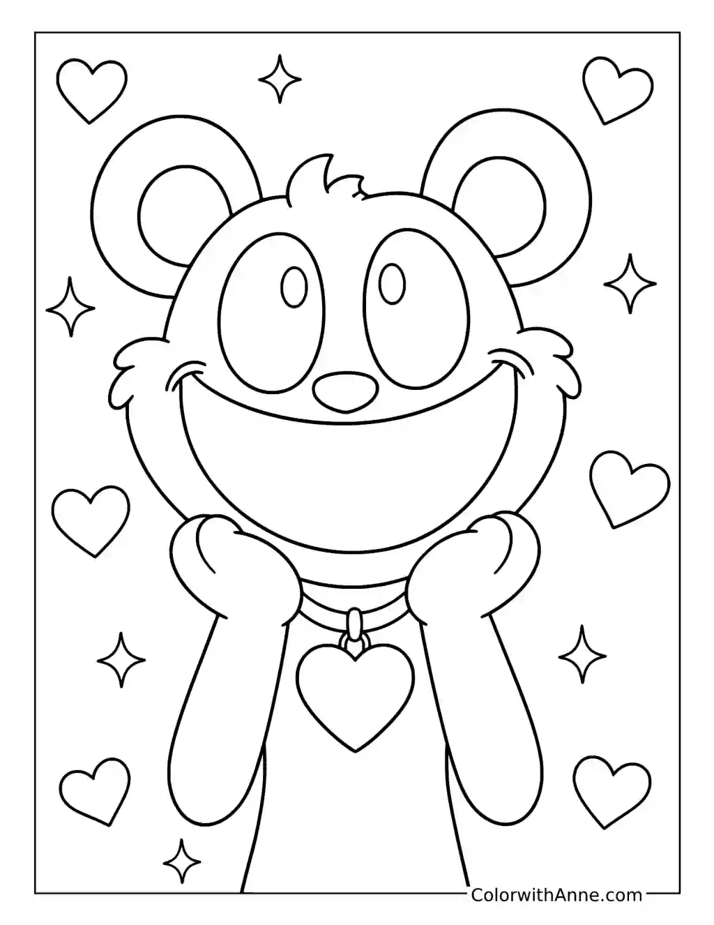 Cute Bobby BearHug Portrait coloring page