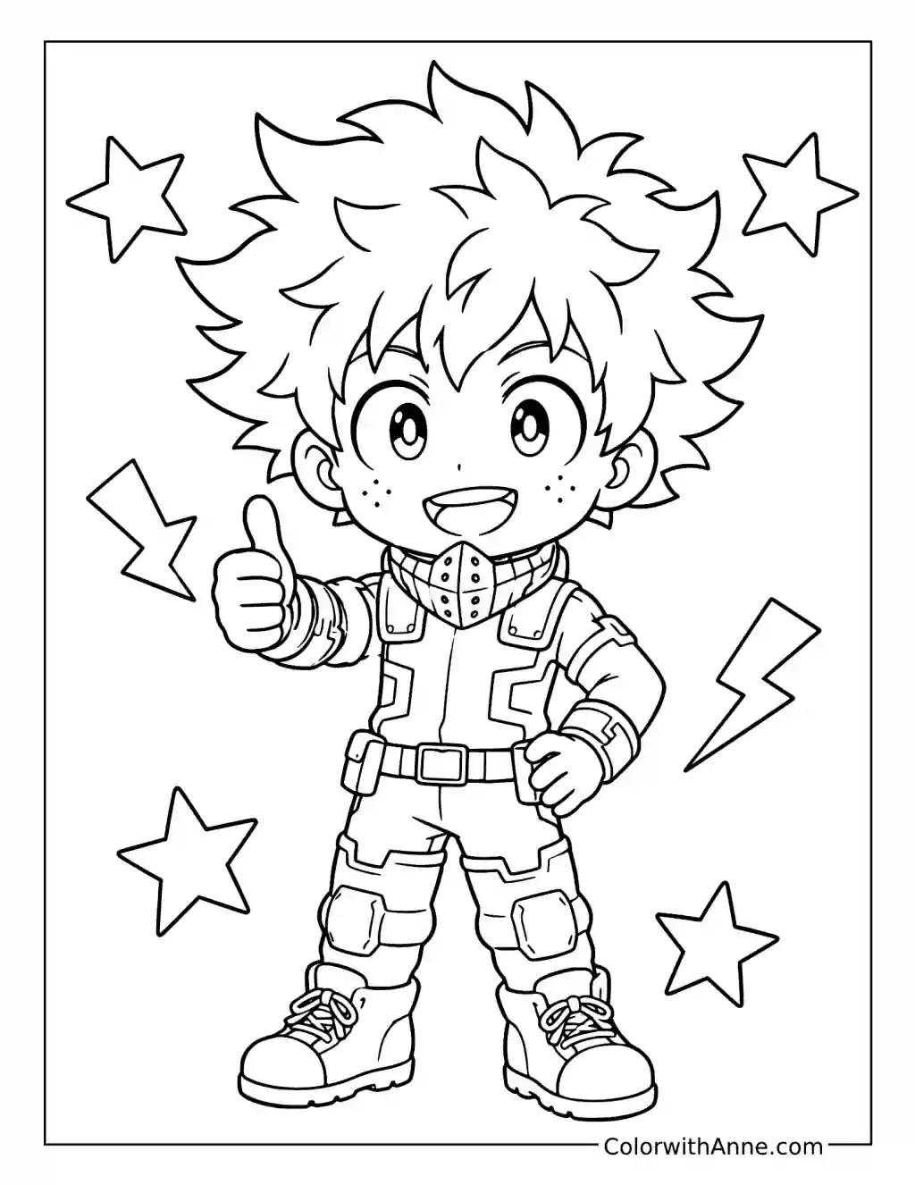 Cute Chibi Deku coloring page