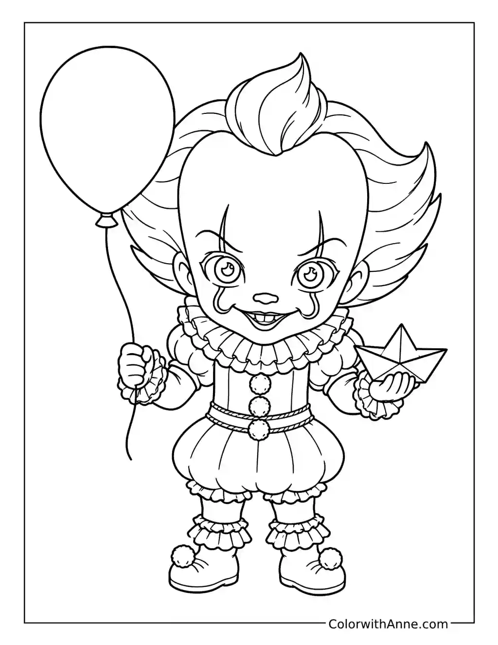 Cute Chibi Pennywise coloring page