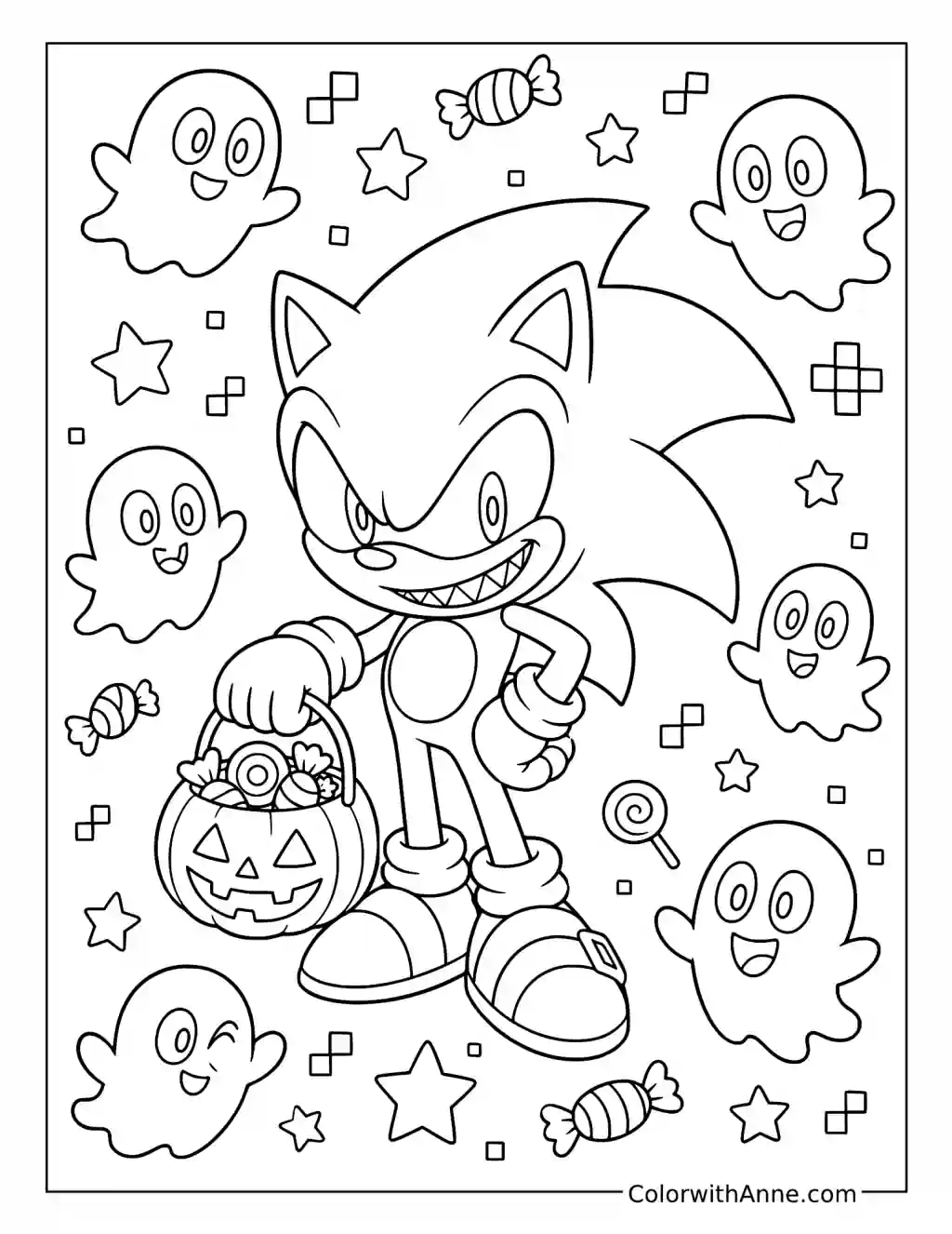 Cute Chibi Sonic.EXE coloring page