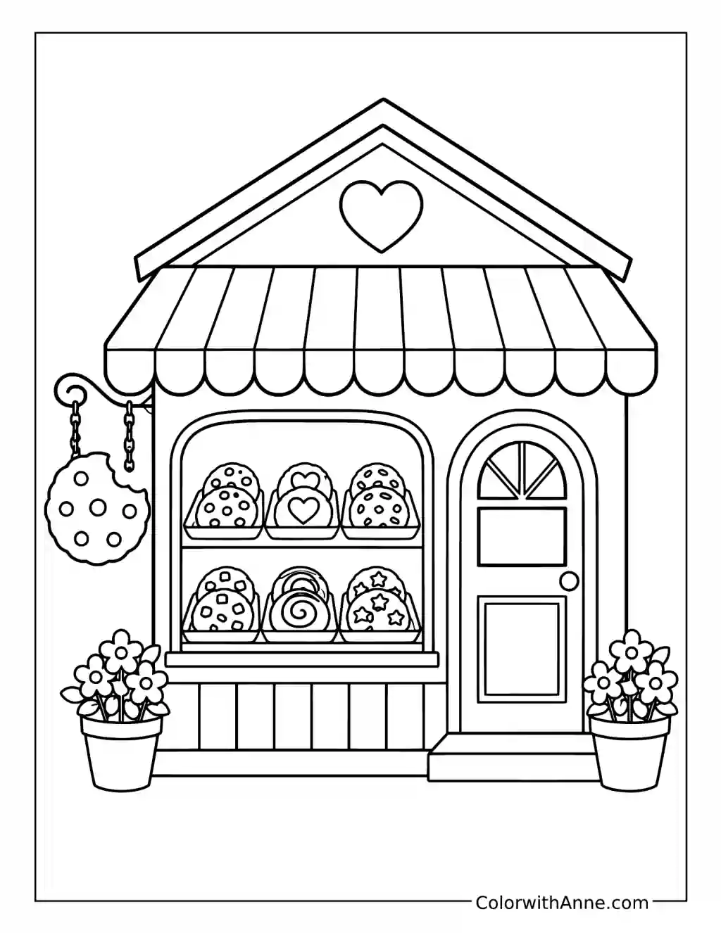 Cute Cookie Bakery Shop coloring page