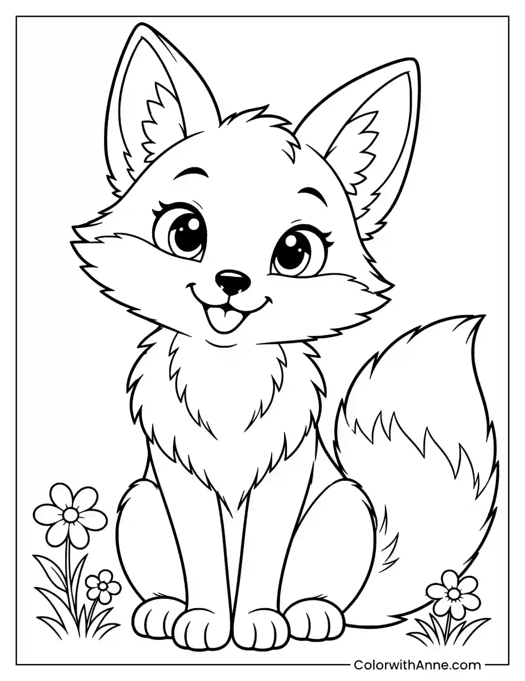 Cute Fox Coloring Page for Kids