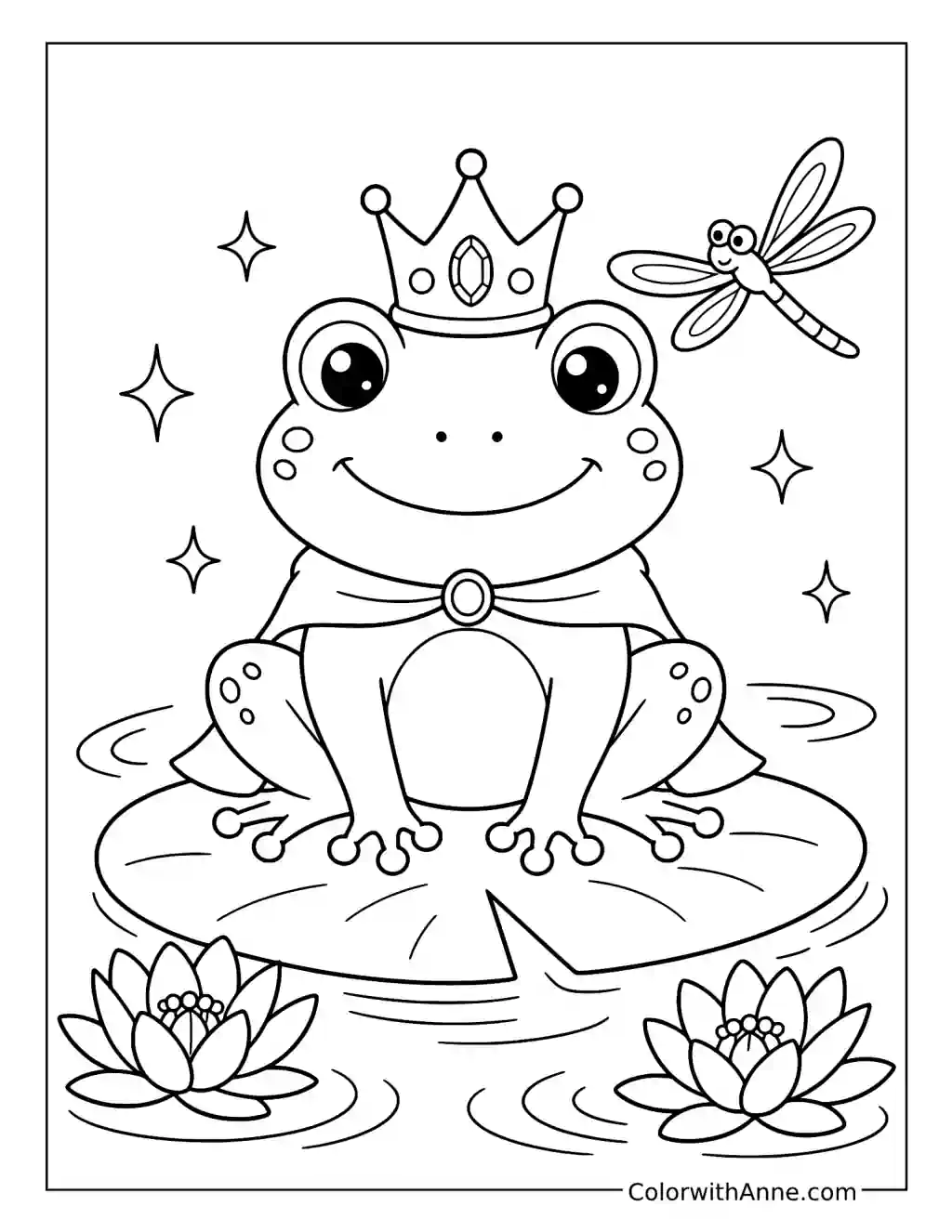 Cute Frog Prince Crown coloring page