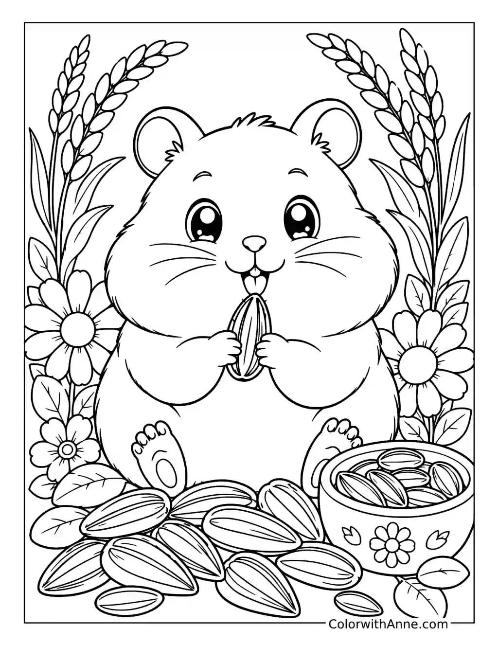 Cute Hamster with Full Cheeks coloring page