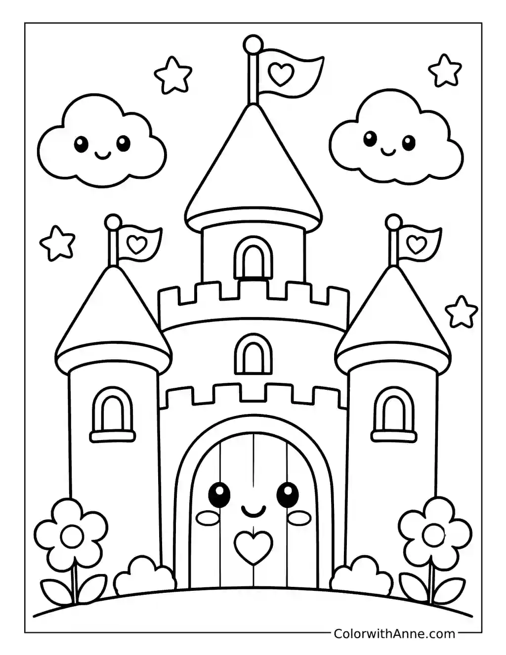 Cute Kawaii Castle coloring page