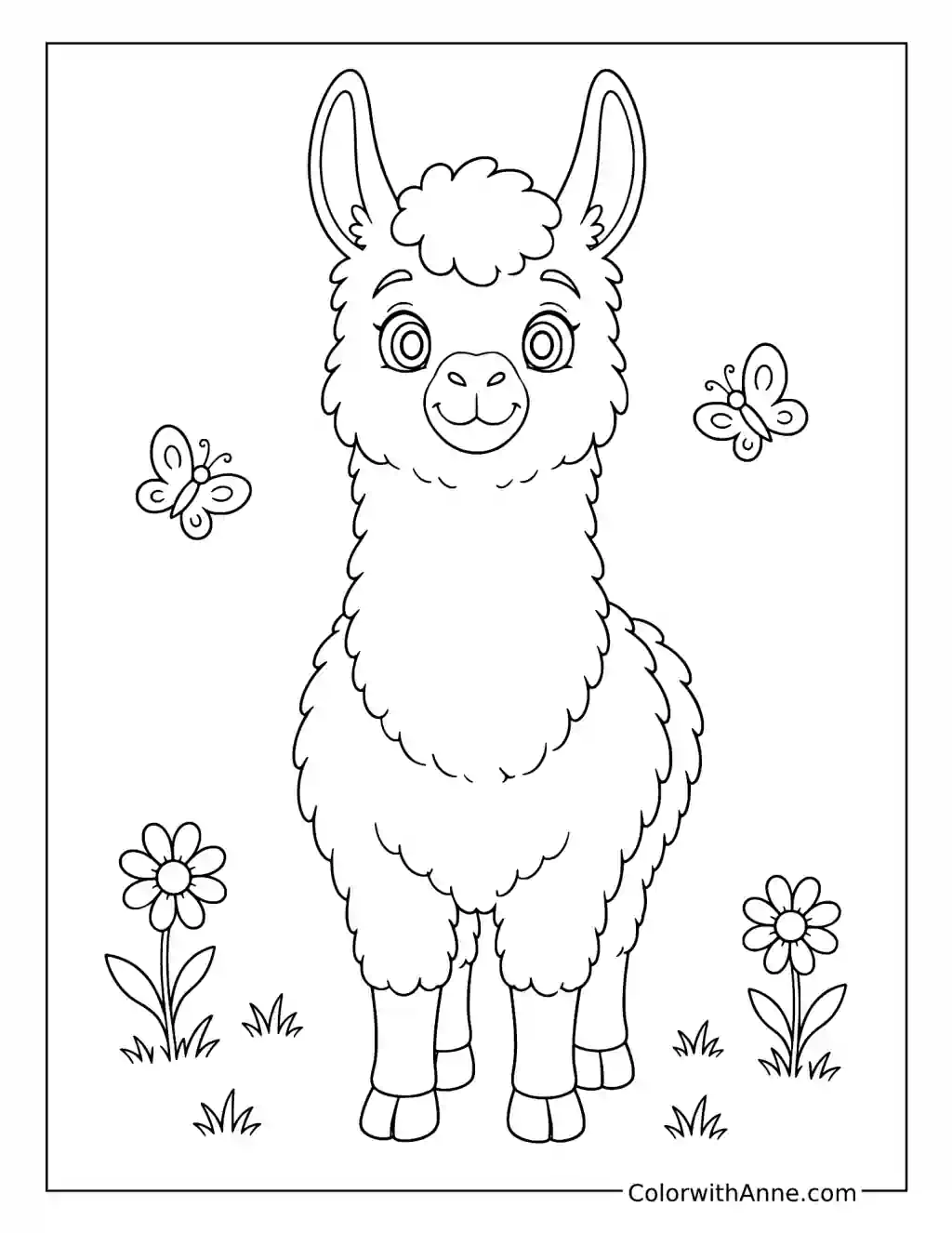Cute Llama coloring page