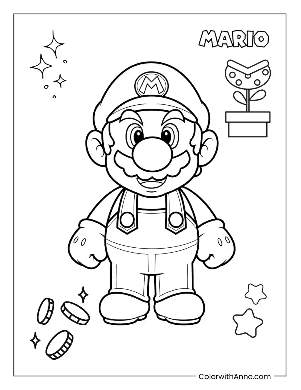 Cute Mario Coloring Page for Preschoolers