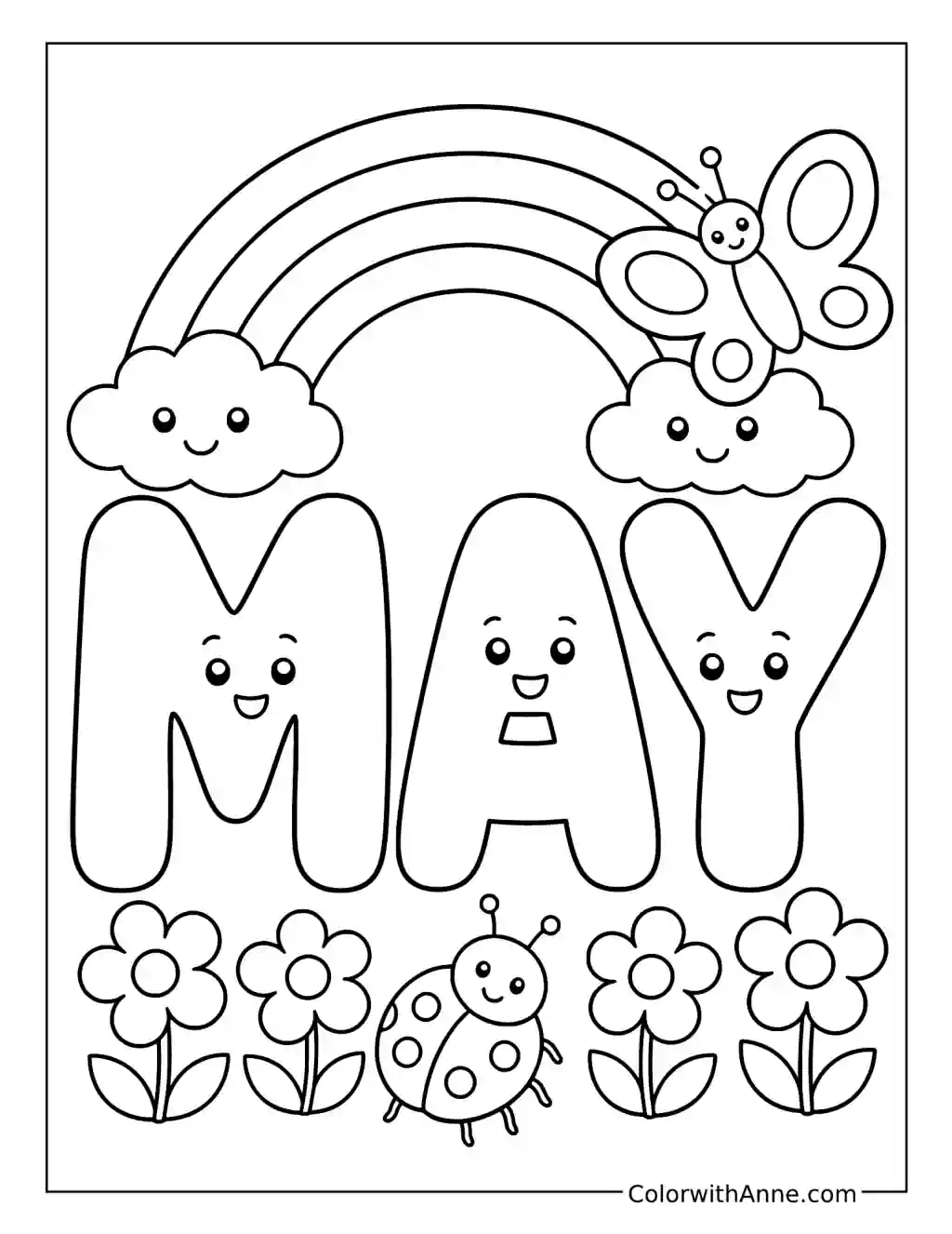 Cute May Coloring Page for Kids coloring page
