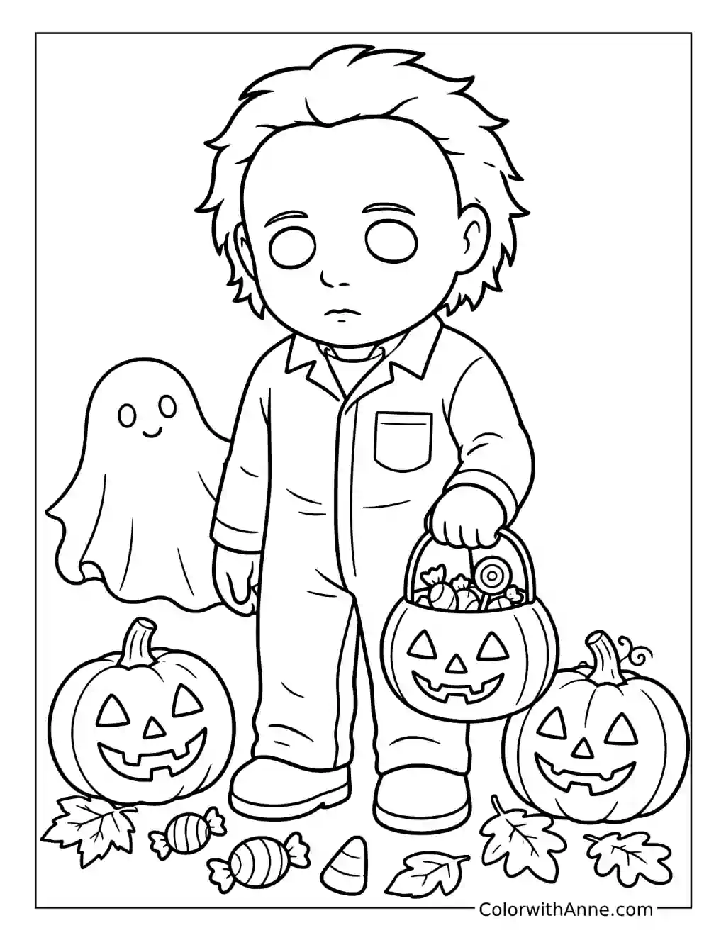 Cute Michael Myers Halloween coloring page