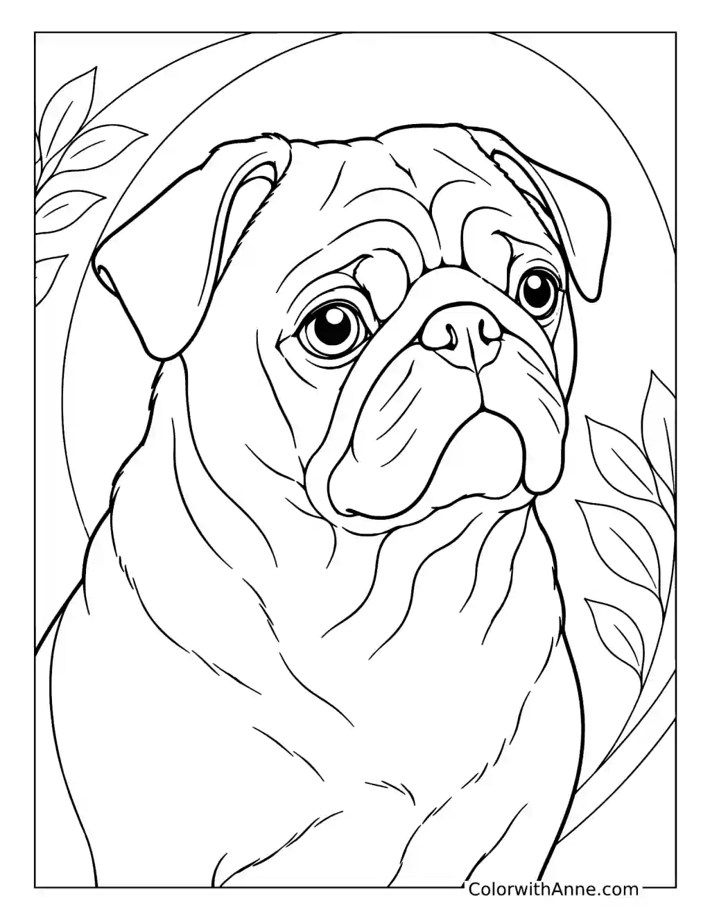 Cute Pug Puppy coloring page