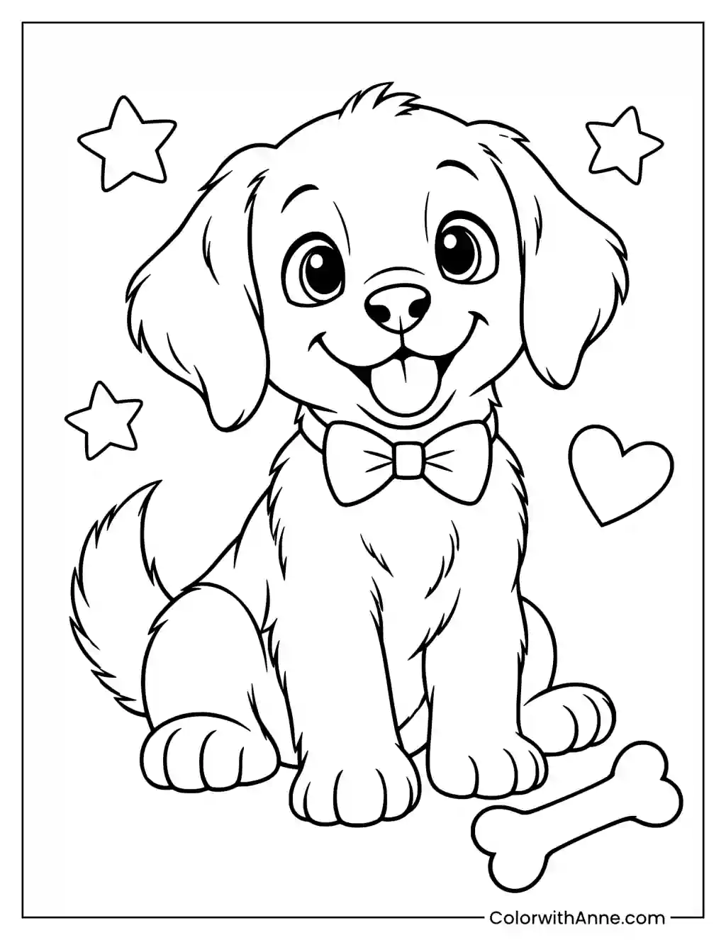 Cute Puppy Coloring Page for Kids