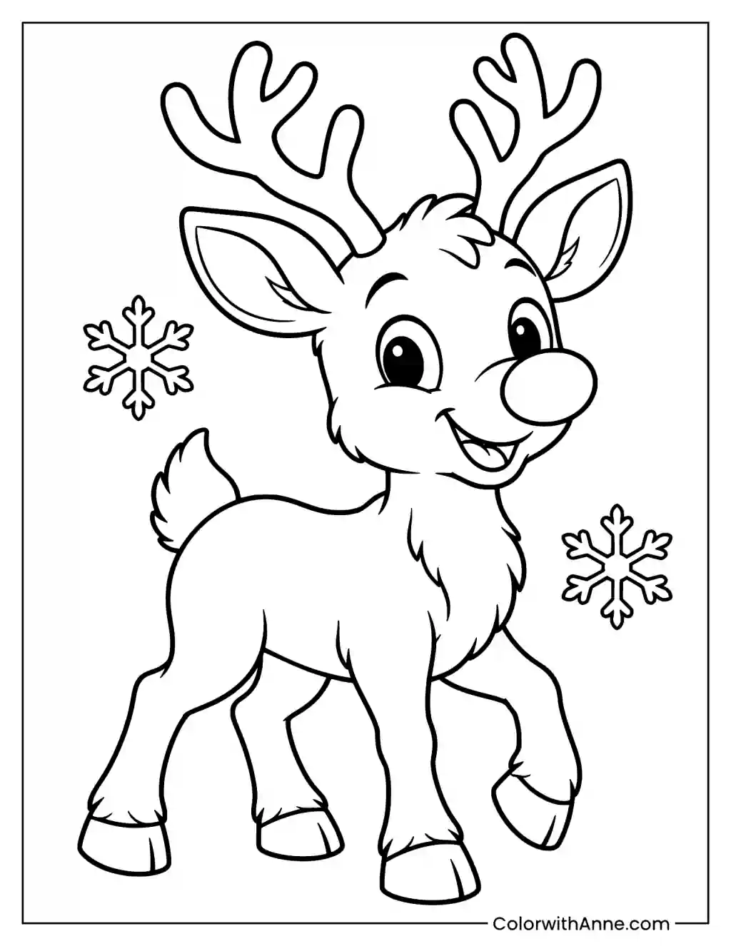 Cute Rudolph Coloring Page for Kids