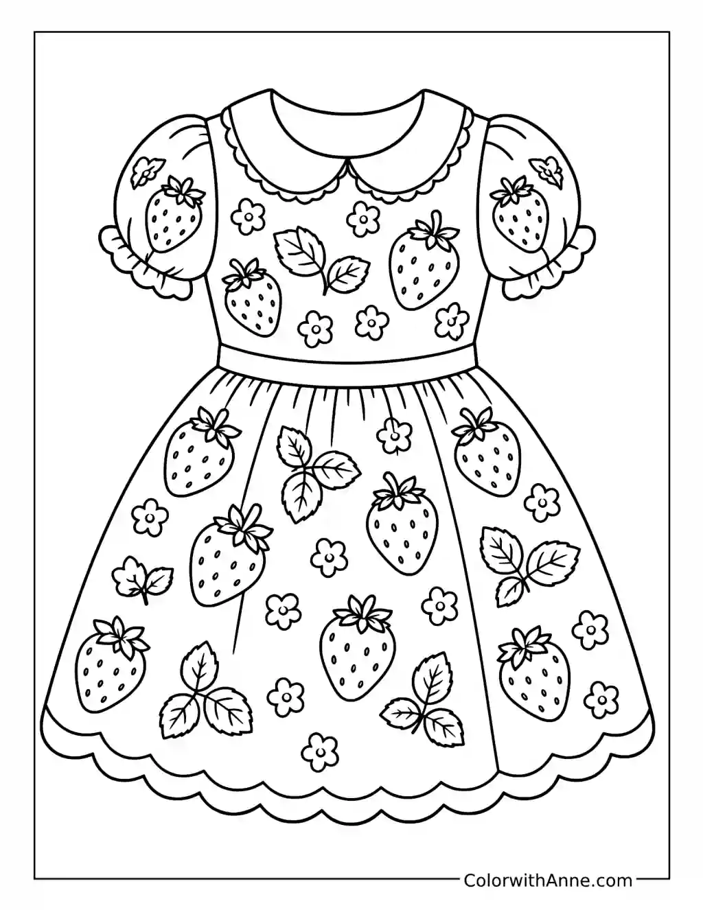 Cute Strawberry Dress coloring page