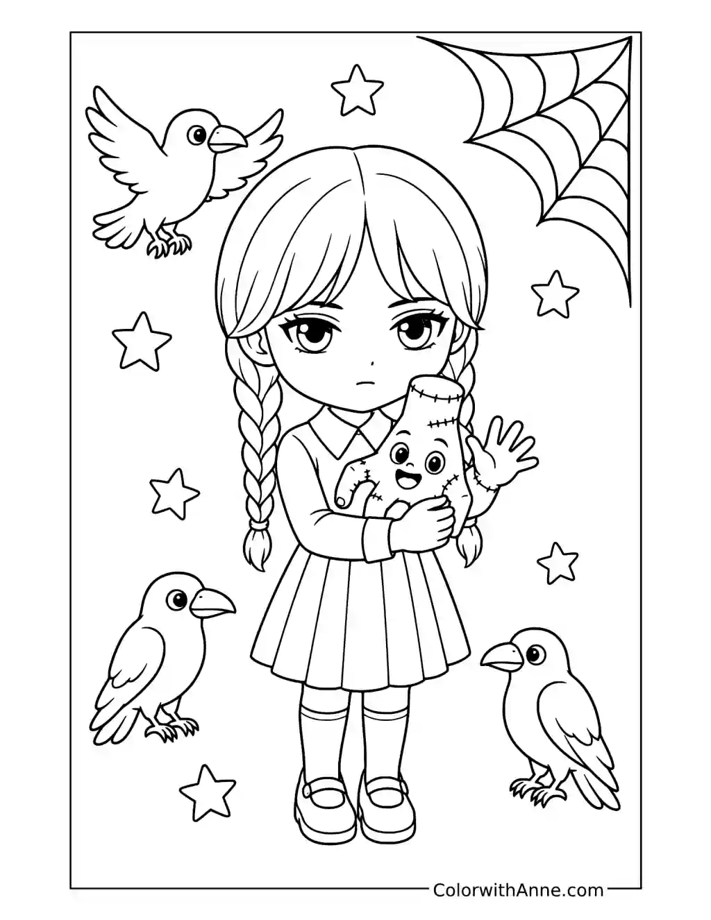 Cute Wednesday with Thing coloring page