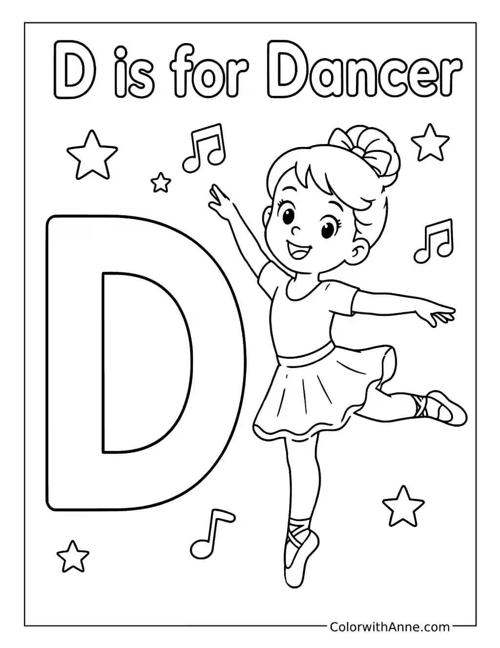 D Is for Dancer coloring page