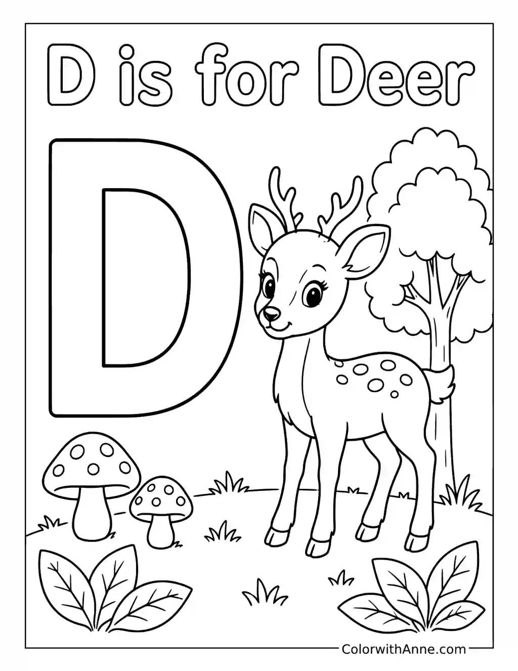 D Is for Deer coloring page