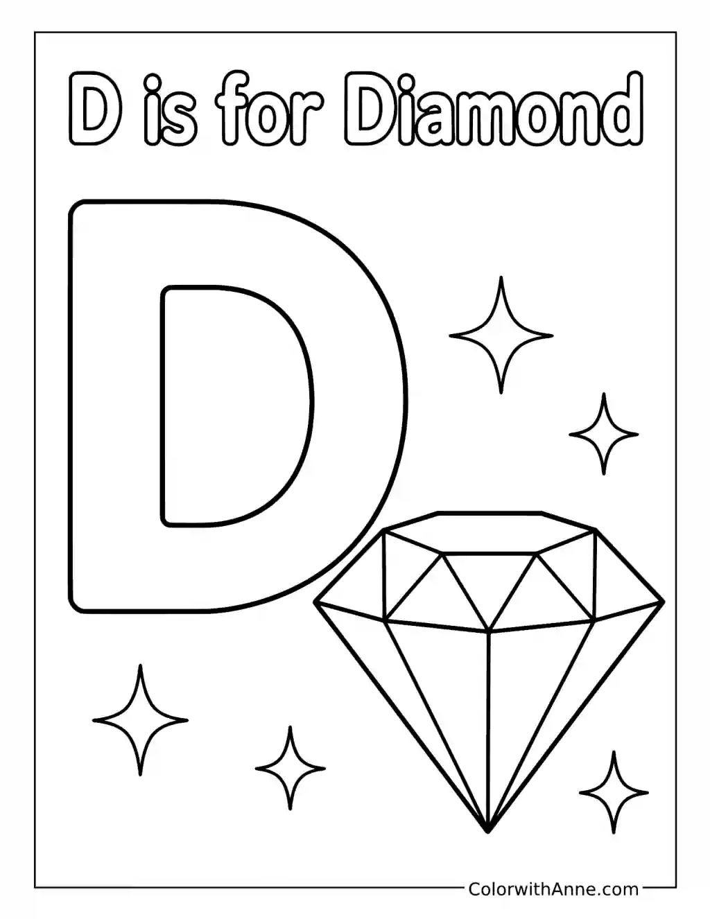 D Is for Diamond coloring page