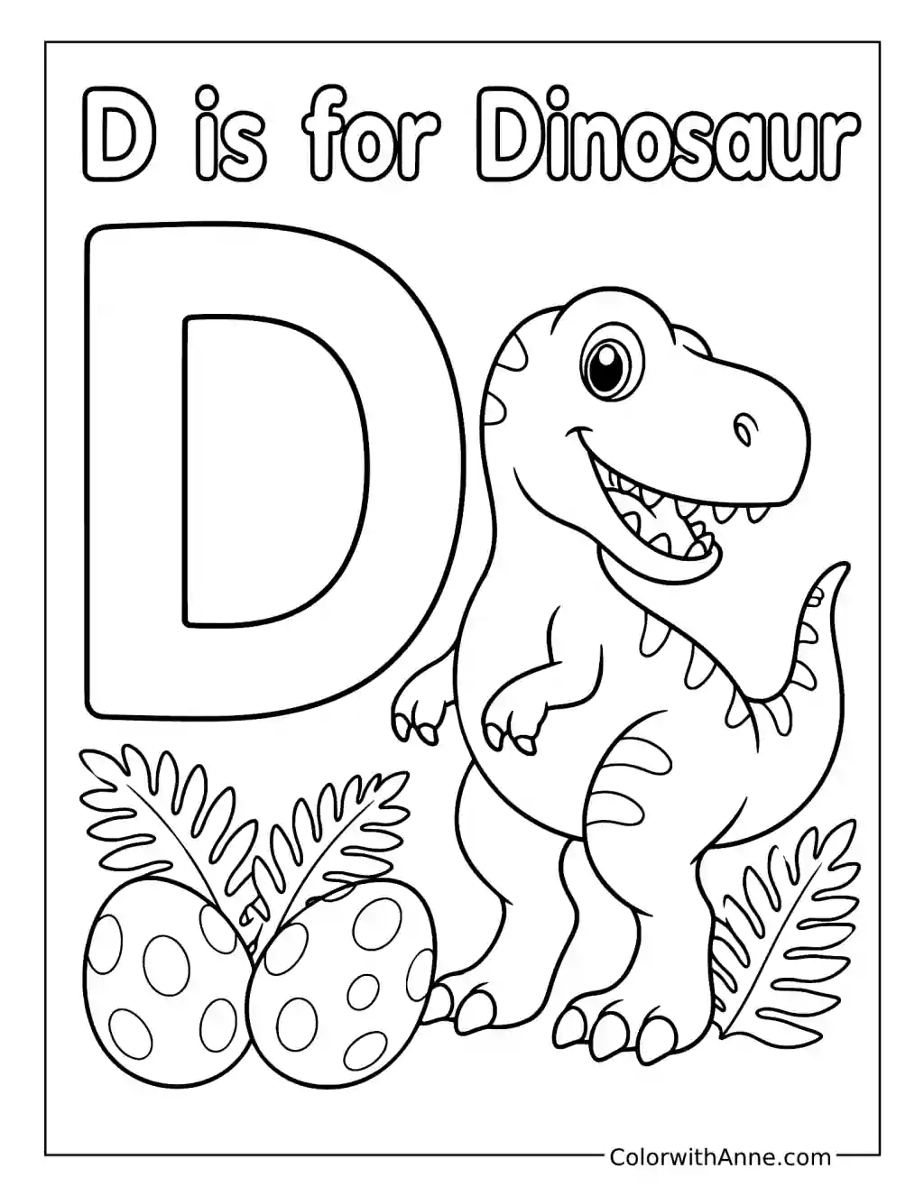 D Is for Dinosaur coloring page