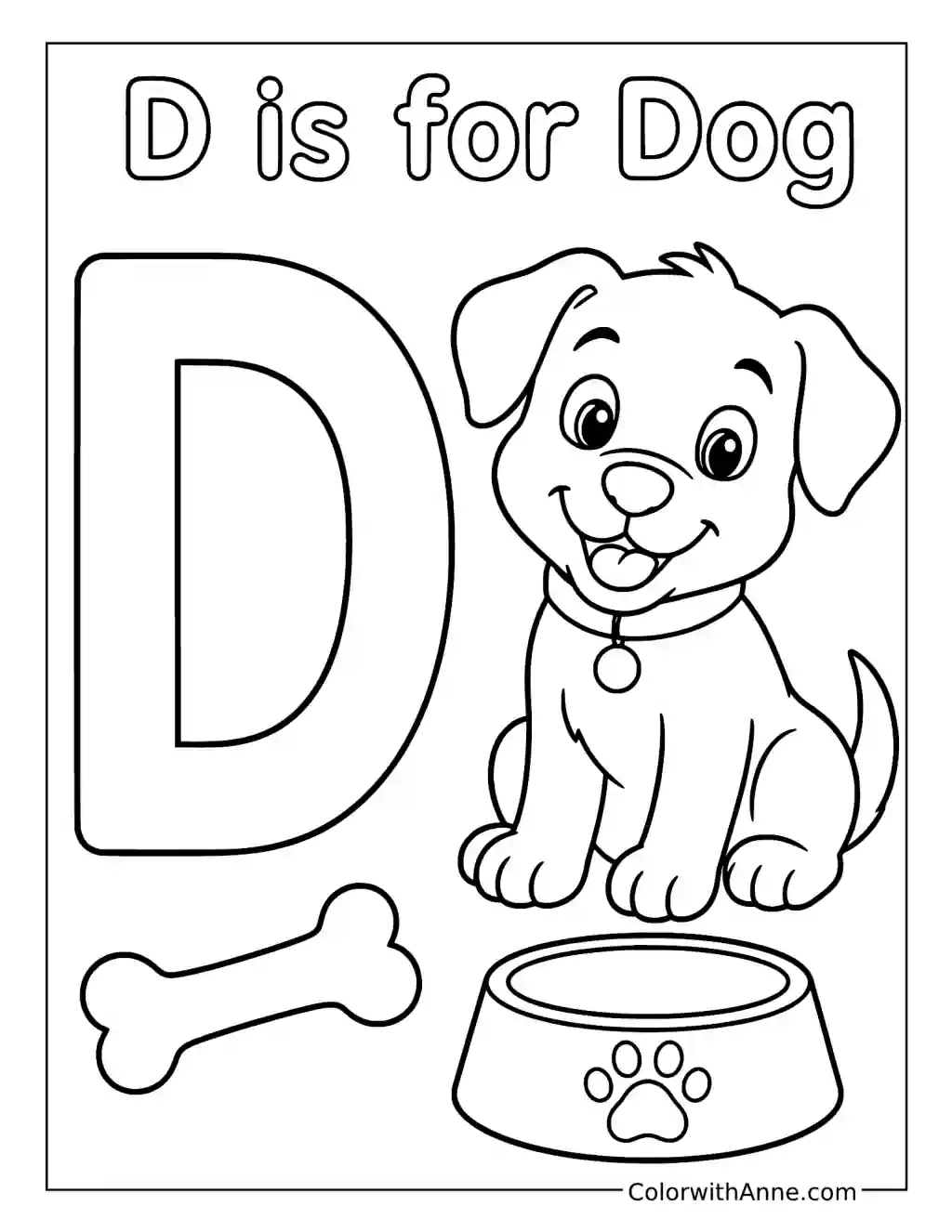 D Is for Dog coloring page